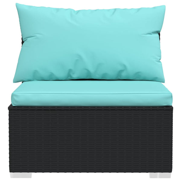 vidaXL 6-Piece Garden Lounge Set with Cushions Poly Rattan Black