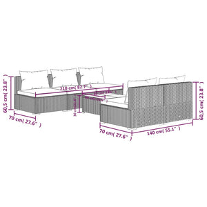 vidaXL 6-Piece Garden Lounge Set with Cushions Poly Rattan Brown