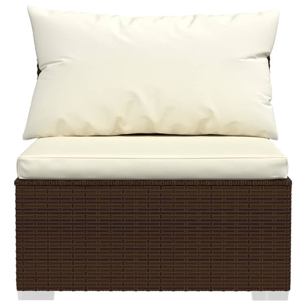 vidaXL 7-Piece Garden Lounge Set with Cushions Poly Rattan Brown