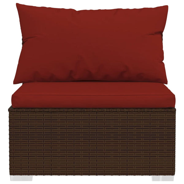 vidaXL 8-Piece Garden Lounge Set with Cushions Poly Rattan Brown