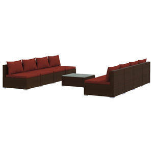 vidaXL 9-piece Garden Lounge Set with Cushions Poly Rattan Brown