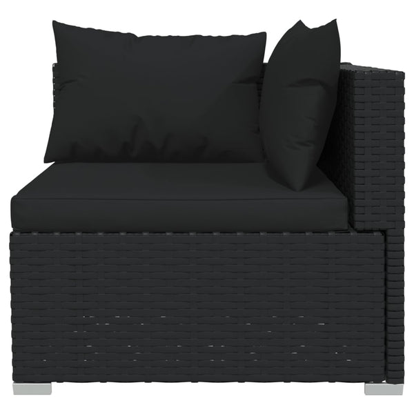 vidaXL 5-piece Garden Lounge Set with Cushions Poly Rattan Black