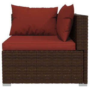vidaXL 5-piece Garden Lounge Set with Cushions Poly Rattan Brown