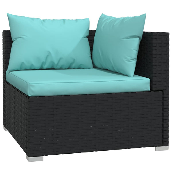 vidaXL 6-Piece Garden Lounge Set with Cushions Poly Rattan Black