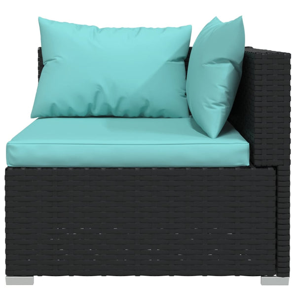vidaXL 6-Piece Garden Lounge Set with Cushions Poly Rattan Black