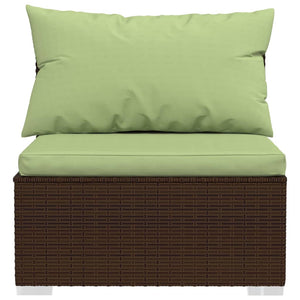 vidaXL 7-Piece Garden Lounge Set with Cushions Poly Rattan Brown