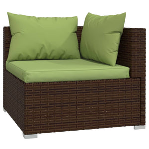 vidaXL 7-Piece Garden Lounge Set with Cushions Poly Rattan Brown