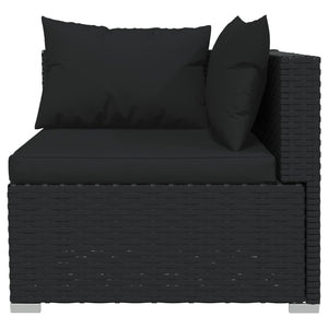 vidaXL 8-piece Garden Lounge Set with Cushions Poly Rattan Black