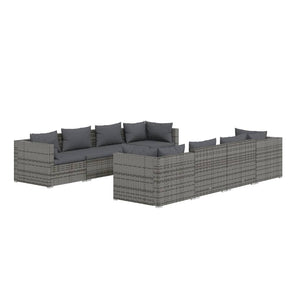 vidaXL 9-piece Garden Lounge Set with Cushions Poly Rattan Grey
