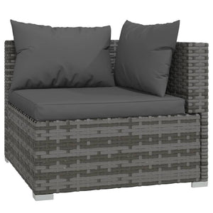 vidaXL 9-piece Garden Lounge Set with Cushions Poly Rattan Grey