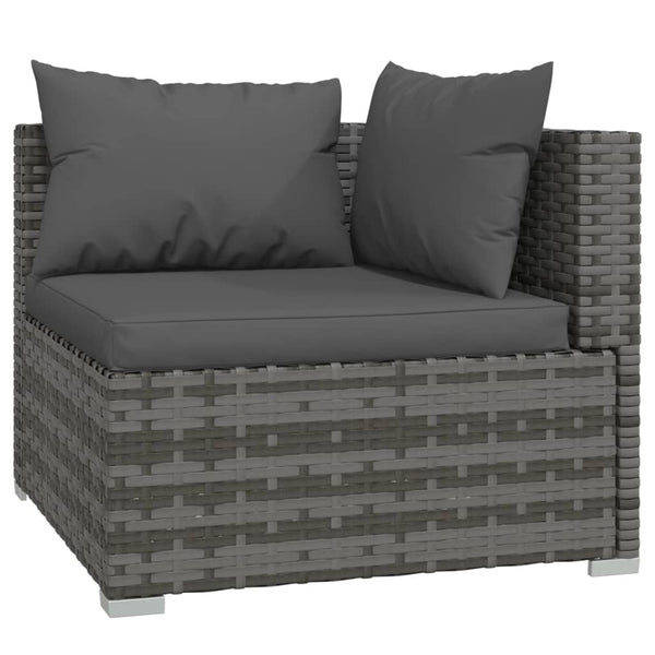 vidaXL 9-piece Garden Lounge Set with Cushions Poly Rattan Grey