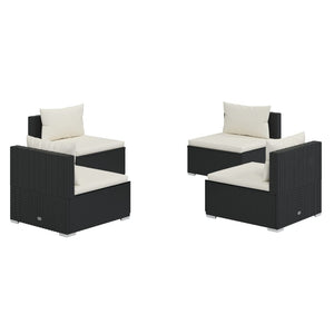 vidaXL 4-piece Garden Lounge Set with Cushions Poly Rattan Black