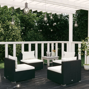 vidaXL 4-piece Garden Lounge Set with Cushions Poly Rattan Black