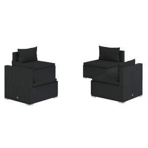 vidaXL 4-piece Garden Lounge Set with Cushions Poly Rattan Black