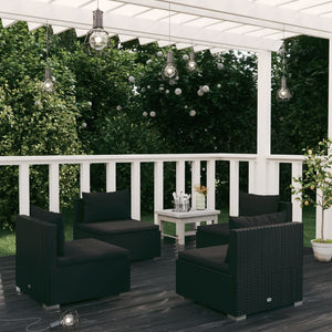 vidaXL 4-piece Garden Lounge Set with Cushions Poly Rattan Black