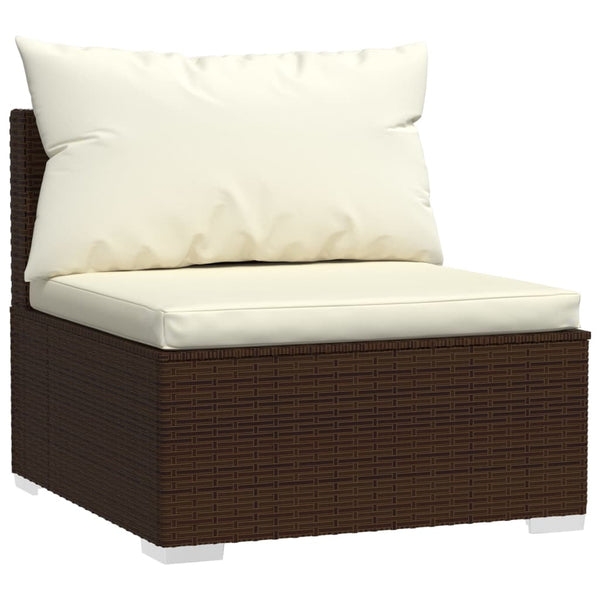 vidaXL 4-Piece Garden Lounge Set with Cushions Poly Rattan Brown