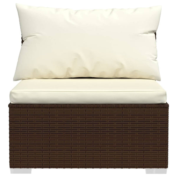 vidaXL 4-Piece Garden Lounge Set with Cushions Poly Rattan Brown