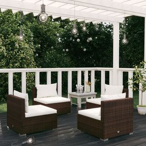 vidaXL 4-Piece Garden Lounge Set with Cushions Poly Rattan Brown
