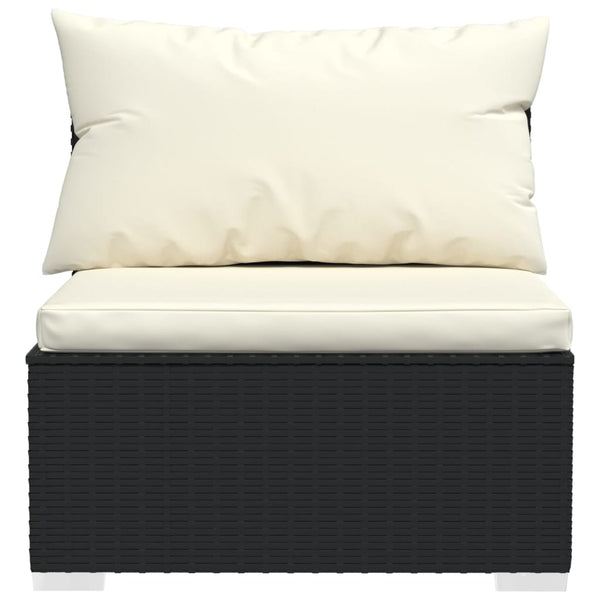 vidaXL 12-Piece Garden Lounge Set with Cushions Poly Rattan Black