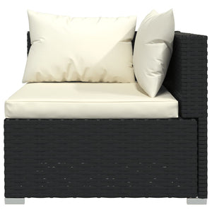 vidaXL 12-Piece Garden Lounge Set with Cushions Poly Rattan Black
