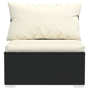 vidaXL 12-Piece Garden Lounge Set with Cushions Poly Rattan Black