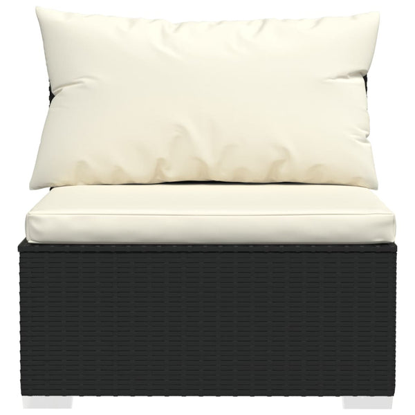 vidaXL 12-Piece Garden Lounge Set with Cushions Poly Rattan Black