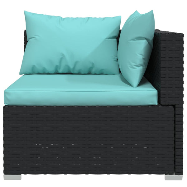 vidaXL 13-Piece Garden Lounge Set with Cushions Poly Rattan Black