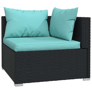 vidaXL 5-piece Garden Lounge Set with Cushions Poly Rattan Black