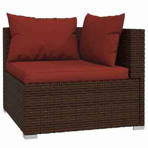 vidaXL 5-piece Garden Lounge Set with Cushions Poly Rattan Brown