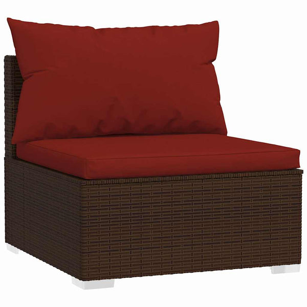 vidaXL 5-piece Garden Lounge Set with Cushions Poly Rattan Brown