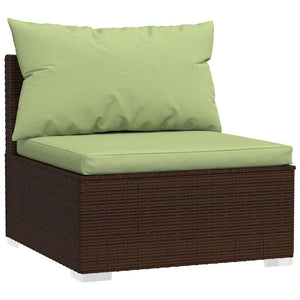 vidaXL 5-piece Garden Lounge Set with Cushions Poly Rattan Brown