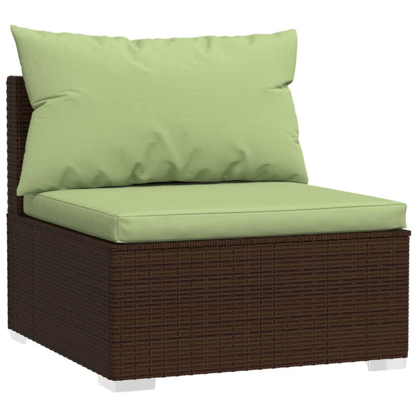 vidaXL 5-piece Garden Lounge Set with Cushions Poly Rattan Brown