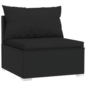 5-tlg. Garten-Lounge-Set mit Kissen Poly Rattan Schwarz