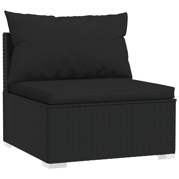 5-tlg. Garten-Lounge-Set mit Kissen Poly Rattan Schwarz