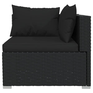 7-tlg. Garten-Lounge-Set mit Kissen Poly Rattan Schwarz