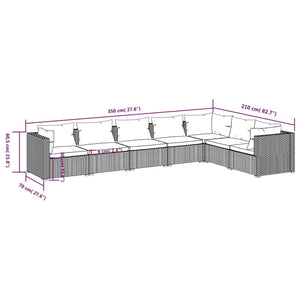 7-tlg. Garten-Lounge-Set mit Kissen Poly Rattan Schwarz