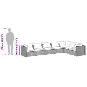 7-tlg. Garten-Lounge-Set mit Kissen Poly Rattan Braun