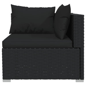7-tlg. Garten-Lounge-Set mit Kissen Poly Rattan Schwarz