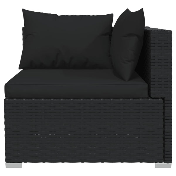 7-tlg. Garten-Lounge-Set mit Kissen Poly Rattan Schwarz