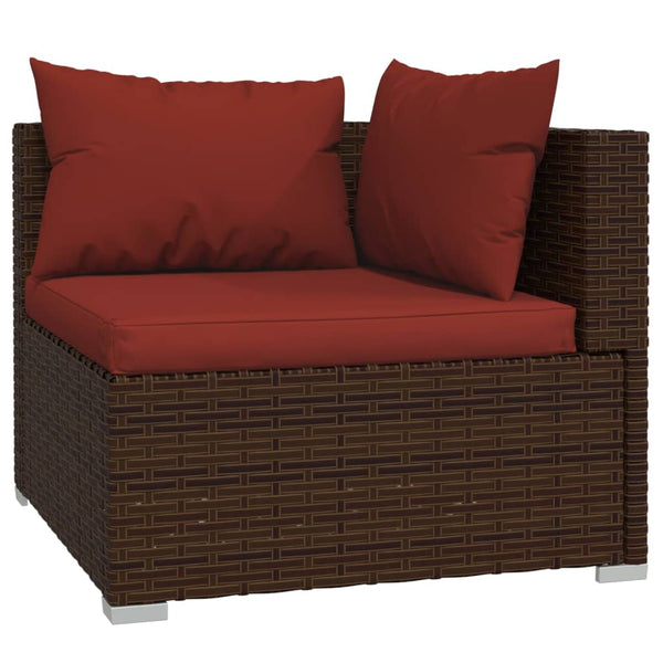 vidaXL 8-Piece Garden Lounge Set with Cushions Poly Rattan Brown