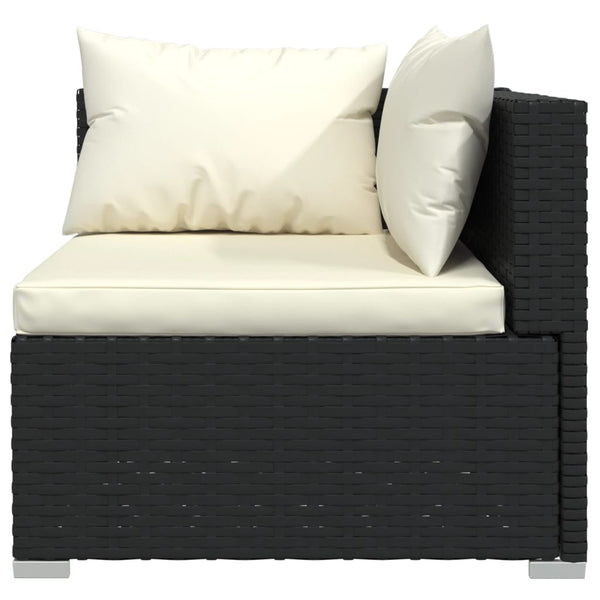 vidaXL 8-piece Garden Lounge Set with Cushions Poly Rattan Black