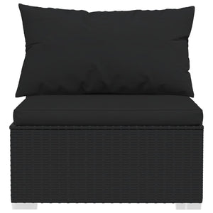 10-tlg. Garten-Lounge-Set mit Kissen Poly Rattan Schwarz
