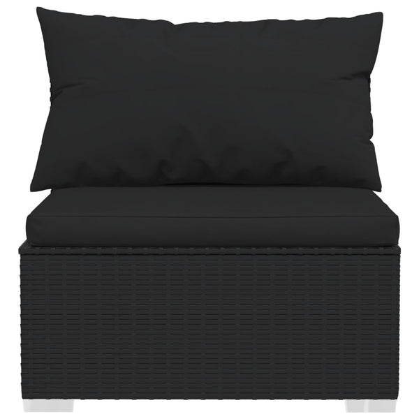 10-tlg. Garten-Lounge-Set mit Kissen Poly Rattan Schwarz