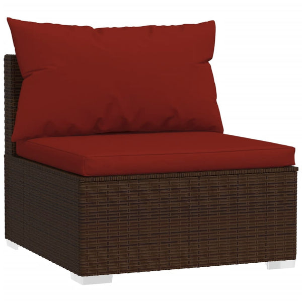 vidaXL 7-Piece Garden Lounge Set with Cushions Poly Rattan Brown