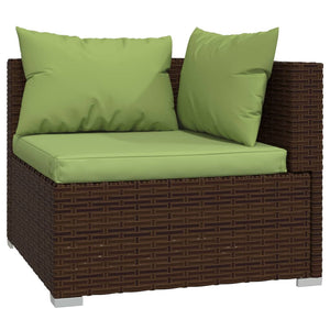 vidaXL 7-Piece Garden Lounge Set with Cushions Poly Rattan Brown