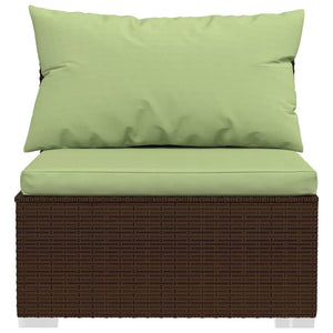 vidaXL 7-Piece Garden Lounge Set with Cushions Poly Rattan Brown