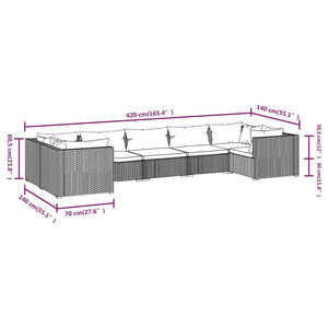 vidaXL 7-Piece Garden Lounge Set with Cushions Poly Rattan Brown
