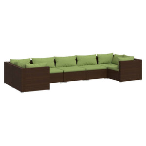 vidaXL 7-Piece Garden Lounge Set with Cushions Poly Rattan Brown