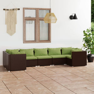 vidaXL 7-Piece Garden Lounge Set with Cushions Poly Rattan Brown