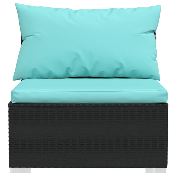 vidaXL 8-piece Garden Lounge Set with Cushions Poly Rattan Black